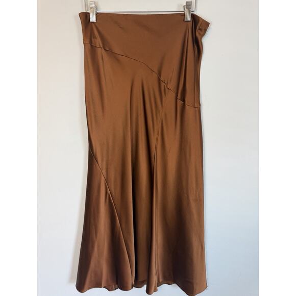 Veronica Beard Sorelle Silk Skirt Dark Ochre Brown Sz 4 $448 - Picture 12 of 16